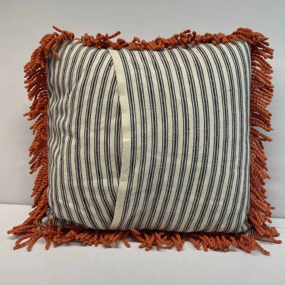 Vintage‎ Halloween Pillow Handmade Baby in Pumpkin Orange Fringe 14